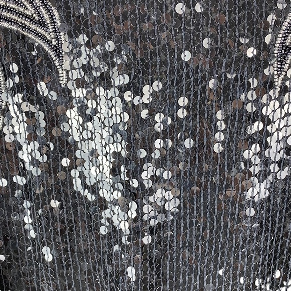 Vintage Bonwit Teller SILK Sequin Beaded Blouse Top Evening Coctail Size S Black - Picture 5 of 7